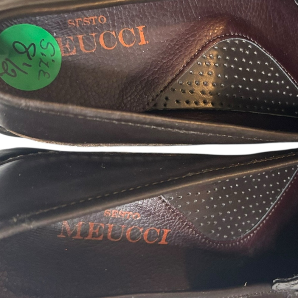 Sesto Meucci Brown Leather Loafers Womens Sz 8.5 Horse Bit Buckle Croc Embossed - Picture 7 of 14